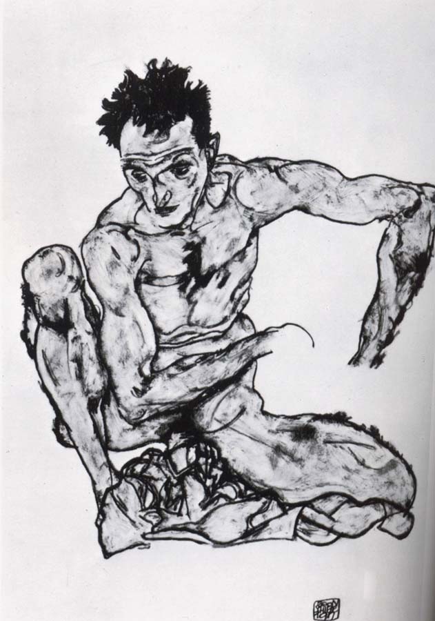 unknow artist Squatting male nude